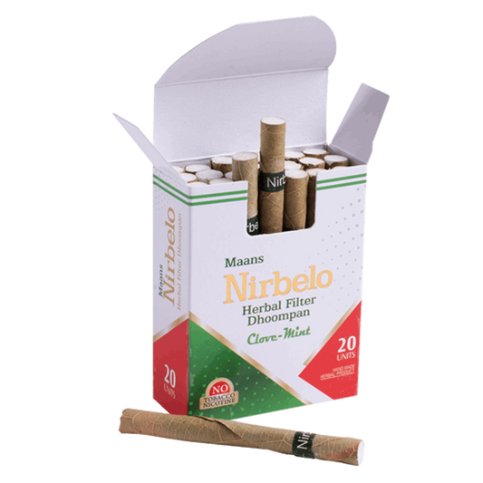 Nirbelo Herbal Filter Dhoompan Clove Mint Flavor 100% Tobacco Free & Nicotine Free Cigarette Natural Organic Ingredients for Quit Smoking & Nature's Alternative to Tobacco