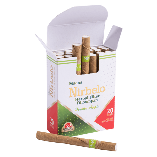 Nirbelo Herbal Filter Dhoompan Double Apple Flavor 100% Tobacco Free & Nicotine Free Cigarette Natural Organic Ingredients for Quit Smoking & Nature's Alternative to Tobacco