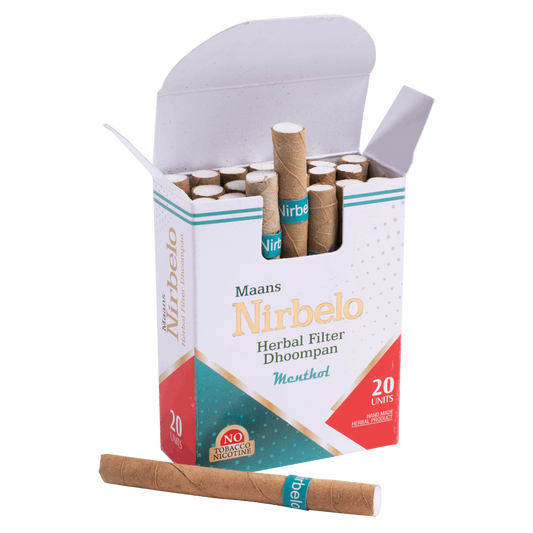 Nirbelo Herbal Filter Dhoompan Icey Mint Flavor 100% Tobacco Free & Nicotine Free Cigarette Natural Organic Ingredients for Quit Smoking & Nature's Alternative to Tobacco