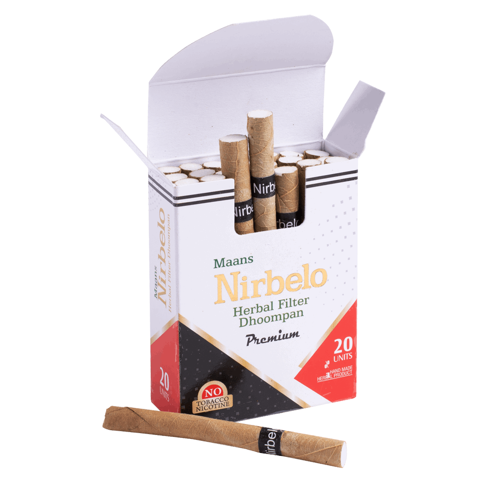Nirbelo Herbal Filter Dhoompan Premium Flavor 100% Tobacco Free & Nicotine Free Cigarette Natural Organic Ingredients for Quit Smoking & Nature's Alternative to Tobacco