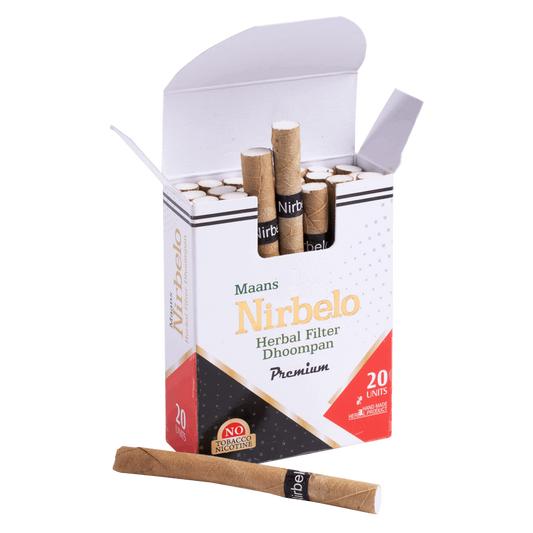 Nirbelo Herbal Filter Dhoompan Premium Flavor 100% Tobacco Free & Nicotine Free Cigarette Natural Organic Ingredients for Quit Smoking & Nature's Alternative to Tobacco