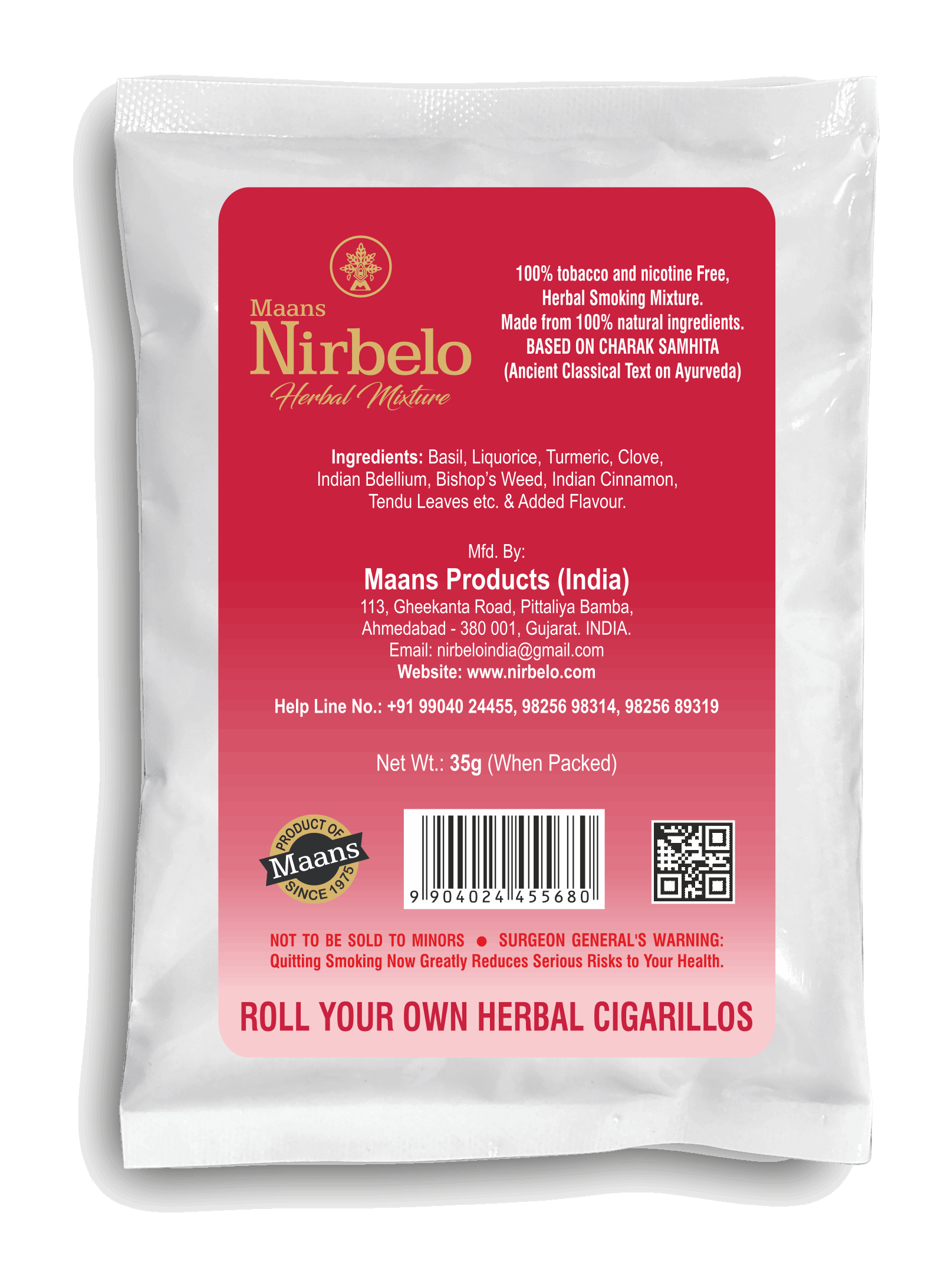 Nirbelo Herbal Raw Mixture Strawberry Flavor 100% Tobacco Free & Nicotine Free Natural Organic Ingredients for Quit Smoking & Nature's Alternative to Tobacco