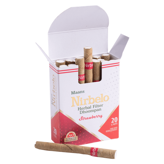 Nirbelo Herbal Filter Dhoompan Strawberry Flavor 100% Tobacco Free & Nicotine Free Cigarette Natural Organic Ingredients for Quit Smoking & Nature's Alternative to Tobacco