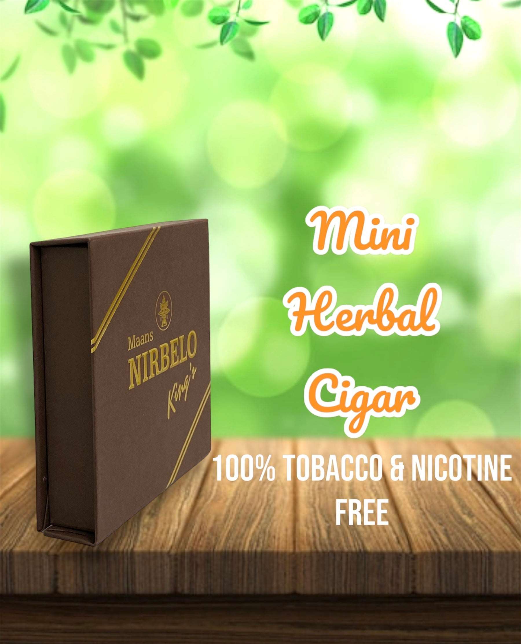 Nirbelo King's Herbal Mini Cigar with Corn Husk Filter & 95mm Long - Made from 100% Natural Organic Ingredients